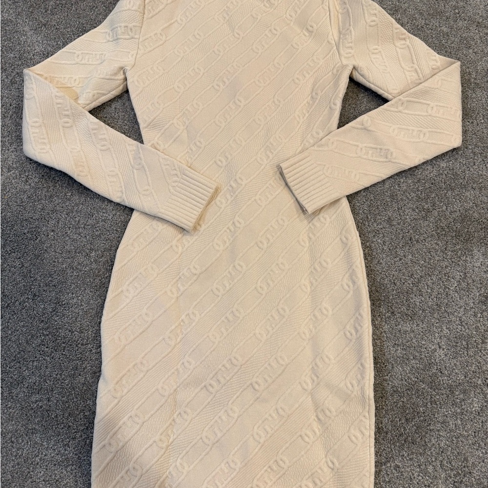 Fendi Cream Ribbed Bodycon Cocktail Dress
